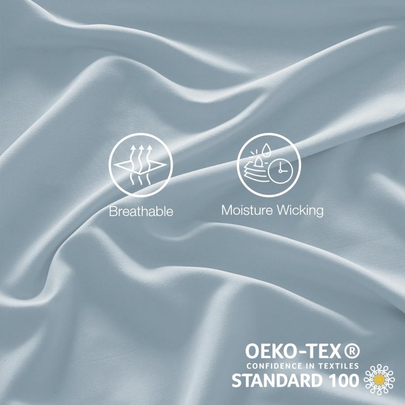 1    Baby Blue Full Size Bed Sheet Sets-Deep Pocket Fitted Sheet & Pillowcase Sets-4 Piece Soft Cooling Microfiber Bedsheets for Double Bed