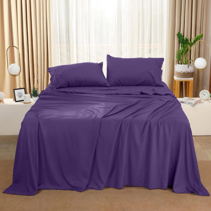 Queen Bed Sheets Set - 4 Piece Bedding - Brushed Microfiber - Shrinkage and Fade Resistant - Easy Care (Queen, Grey)