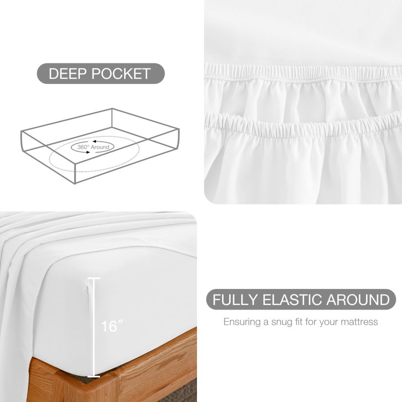 1    Baby Blue Full Size Bed Sheet Sets-Deep Pocket Fitted Sheet & Pillowcase Sets-4 Piece Soft Cooling Microfiber Bedsheets for Double Bed