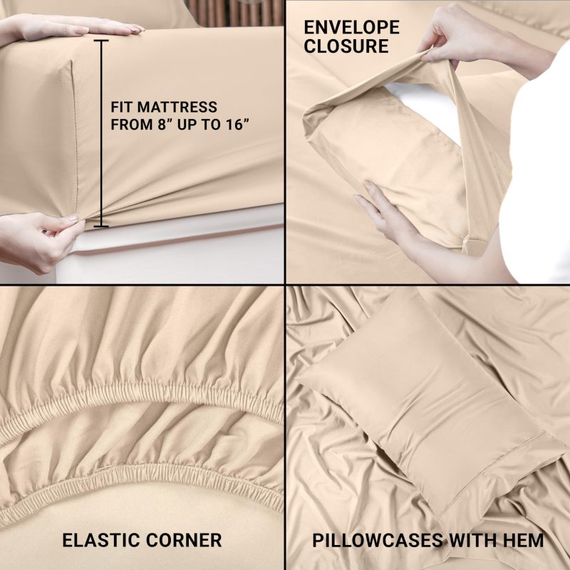 Queen Bed Sheets Set - 4 Piece Bedding - Brushed Microfiber - Shrinkage and Fade Resistant - Easy Care (Queen, Grey)