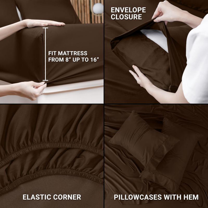 Queen Bed Sheets Set - 4 Piece Bedding - Brushed Microfiber - Shrinkage and Fade Resistant - Easy Care (Queen, Grey)