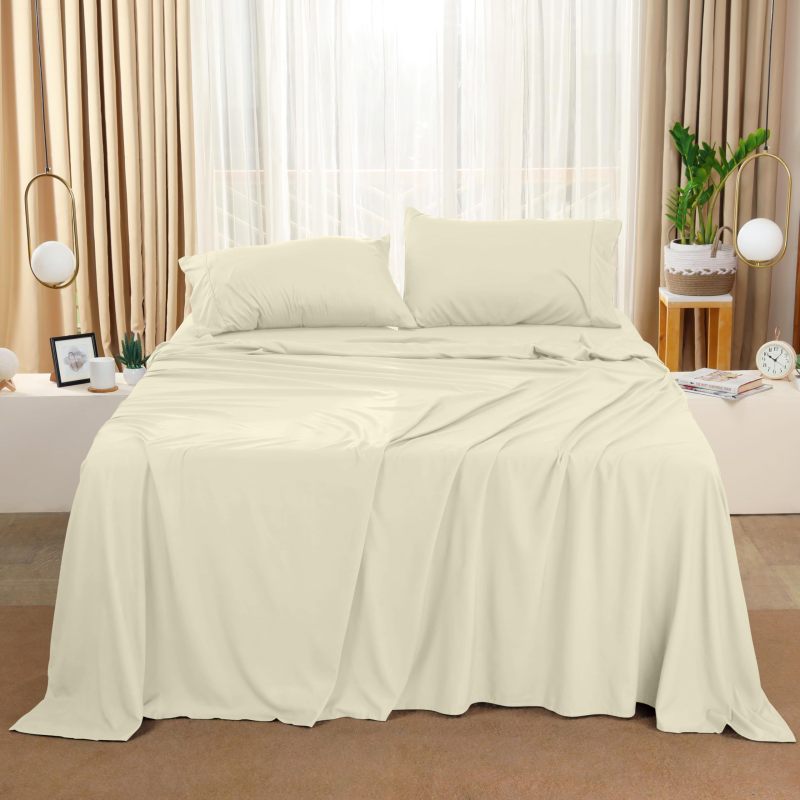 Queen Bed Sheets Set - 4 Piece Bedding - Brushed Microfiber - Shrinkage and Fade Resistant - Easy Care (Queen, Grey)