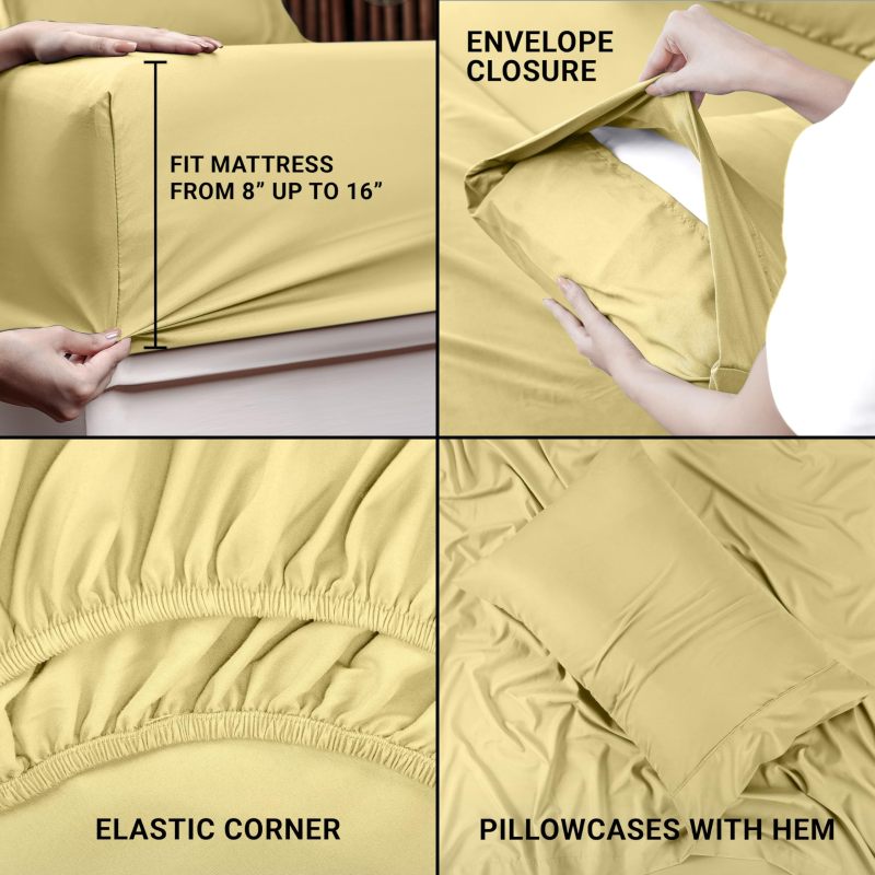 Queen Bed Sheets Set - 4 Piece Bedding - Brushed Microfiber - Shrinkage and Fade Resistant - Easy Care (Queen, Grey)