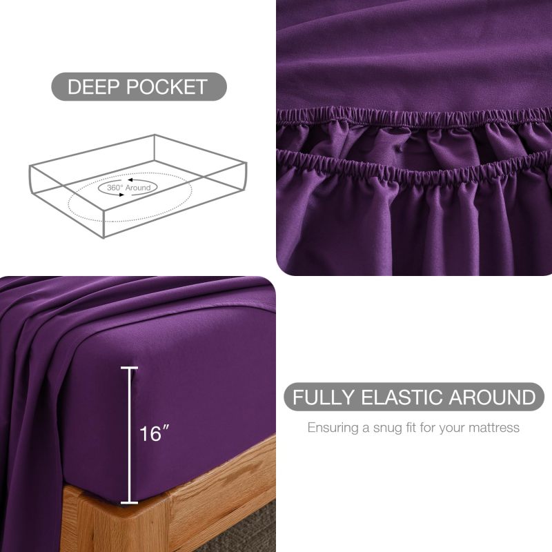 1    Baby Blue Full Size Bed Sheet Sets-Deep Pocket Fitted Sheet & Pillowcase Sets-4 Piece Soft Cooling Microfiber Bedsheets for Double Bed