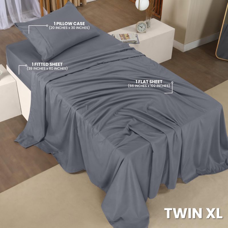 Queen Bed Sheets Set - 4 Piece Bedding - Brushed Microfiber - Shrinkage and Fade Resistant - Easy Care (Queen, Grey)