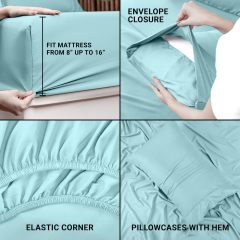 Queen Bed Sheets Set - 4 Piece Bedding - Brushed Microfiber - Shrinkage and Fade Resistant - Easy Care (Queen, Grey)