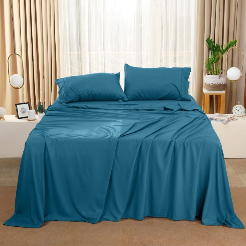 Queen Bed Sheets Set - 4 Piece Bedding - Brushed Microfiber - Shrinkage and Fade Resistant - Easy Care (Queen, Grey)