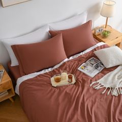 1    Baby Blue Full Size Bed Sheet Sets-Deep Pocket Fitted Sheet & Pillowcase Sets-4 Piece Soft Cooling Microfiber Bedsheets for Double Bed
