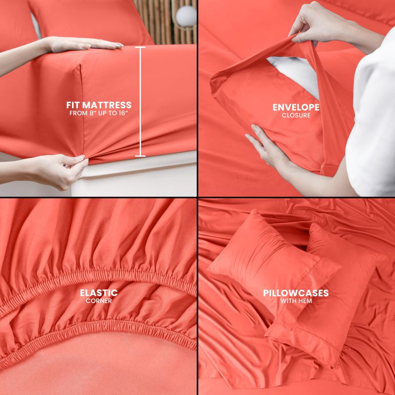 Queen Bed Sheets Set - 4 Piece Bedding - Brushed Microfiber - Shrinkage and Fade Resistant - Easy Care (Queen, Grey)