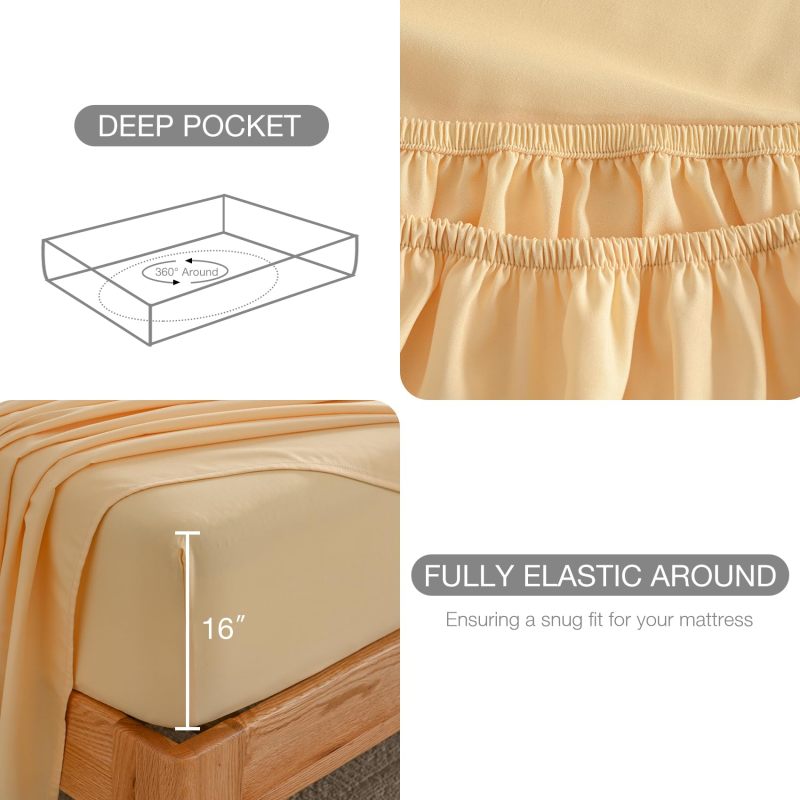 1    Baby Blue Full Size Bed Sheet Sets-Deep Pocket Fitted Sheet & Pillowcase Sets-4 Piece Soft Cooling Microfiber Bedsheets for Double Bed