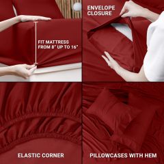 Queen Bed Sheets Set - 4 Piece Bedding - Brushed Microfiber - Shrinkage and Fade Resistant - Easy Care (Queen, Grey)