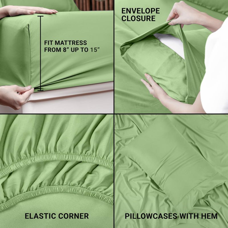 Queen Bed Sheets Set - 4 Piece Bedding - Brushed Microfiber - Shrinkage and Fade Resistant - Easy Care (Queen, Grey)