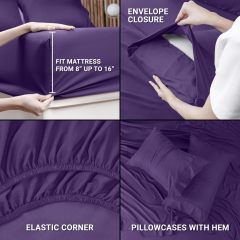 Queen Bed Sheets Set - 4 Piece Bedding - Brushed Microfiber - Shrinkage and Fade Resistant - Easy Care (Queen, Grey)