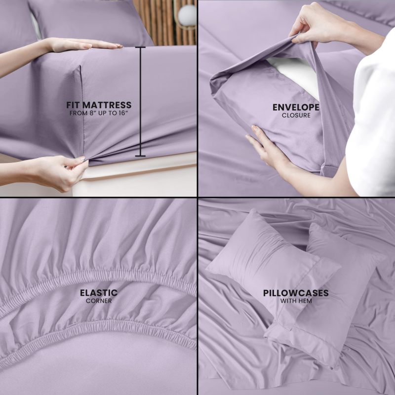 Queen Bed Sheets Set - 4 Piece Bedding - Brushed Microfiber - Shrinkage and Fade Resistant - Easy Care (Queen, Grey)