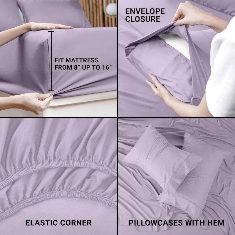 Queen Bed Sheets Set - 4 Piece Bedding - Brushed Microfiber - Shrinkage and Fade Resistant - Easy Care (Queen, Grey)