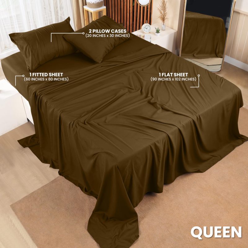 Queen Bed Sheets Set - 4 Piece Bedding - Brushed Microfiber - Shrinkage and Fade Resistant - Easy Care (Queen, Grey)