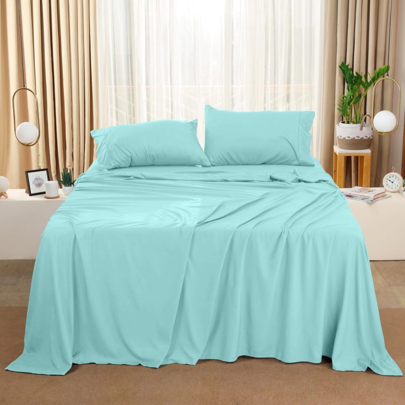 Queen Bed Sheets Set - 4 Piece Bedding - Brushed Microfiber - Shrinkage and Fade Resistant - Easy Care (Queen, Grey)