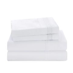 改Baby Blue Full Size Bed Sheet Sets-Deep Pocket Fitted Sheet &amp; Pillowcase Sets-4 Piece Soft Cooling Microfiber Bedsheets for Double Bed