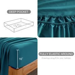 1    Baby Blue Full Size Bed Sheet Sets-Deep Pocket Fitted Sheet & Pillowcase Sets-4 Piece Soft Cooling Microfiber Bedsheets for Double Bed