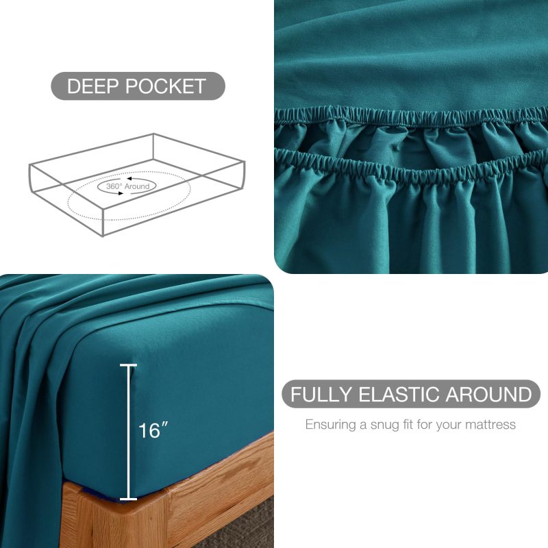 1    Baby Blue Full Size Bed Sheet Sets-Deep Pocket Fitted Sheet & Pillowcase Sets-4 Piece Soft Cooling Microfiber Bedsheets for Double Bed