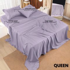 Queen Bed Sheets Set - 4 Piece Bedding - Brushed Microfiber - Shrinkage and Fade Resistant - Easy Care (Queen, Grey)