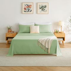 1    Baby Blue Full Size Bed Sheet Sets-Deep Pocket Fitted Sheet & Pillowcase Sets-4 Piece Soft Cooling Microfiber Bedsheets for Double Bed