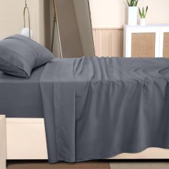 Queen Bed Sheets Set - 4 Piece Bedding - Brushed Microfiber - Shrinkage and Fade Resistant - Easy Care (Queen, Grey)