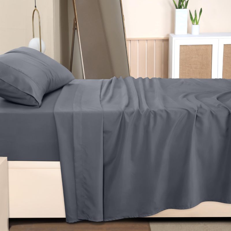 Queen Bed Sheets Set - 4 Piece Bedding - Brushed Microfiber - Shrinkage and Fade Resistant - Easy Care (Queen, Grey)
