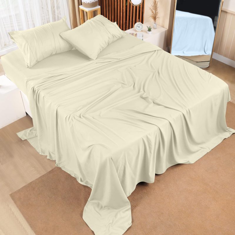 Queen Bed Sheets Set - 4 Piece Bedding - Brushed Microfiber - Shrinkage and Fade Resistant - Easy Care (Queen, Grey)
