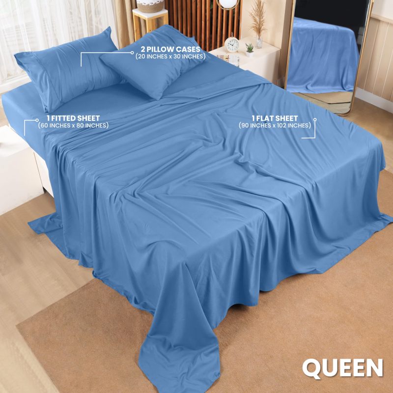 Queen Bed Sheets Set - 4 Piece Bedding - Brushed Microfiber - Shrinkage and Fade Resistant - Easy Care (Queen, Grey)
