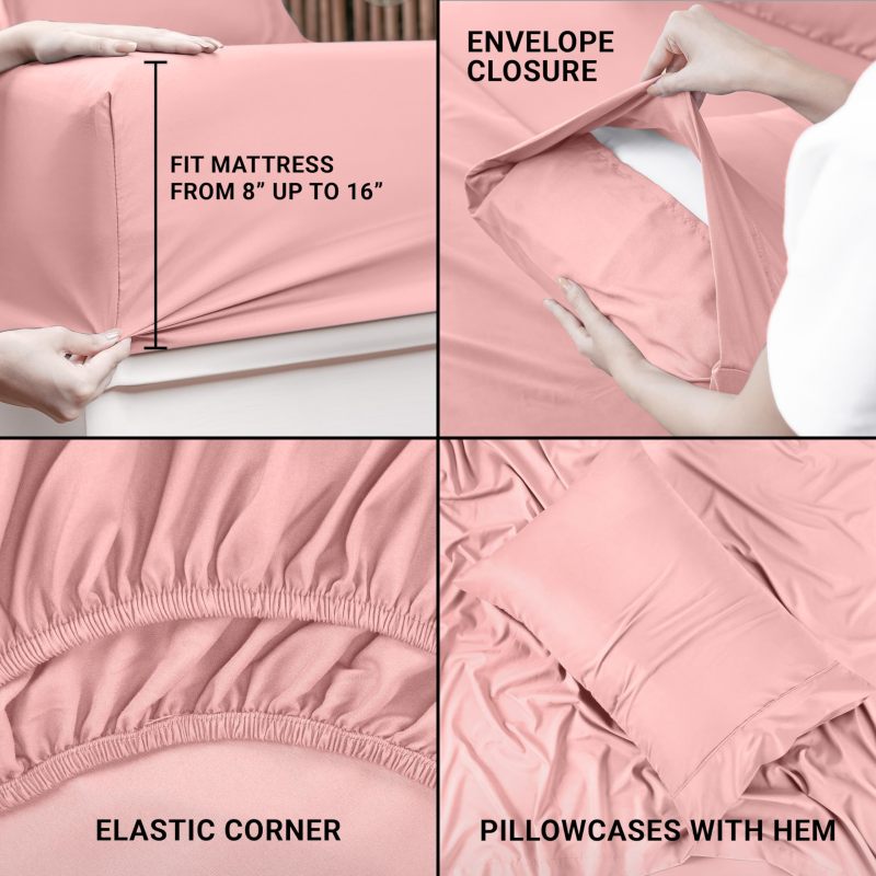 Queen Bed Sheets Set - 4 Piece Bedding - Brushed Microfiber - Shrinkage and Fade Resistant - Easy Care (Queen, Grey)