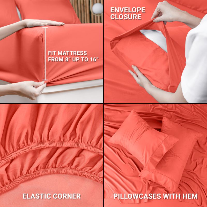 Queen Bed Sheets Set - 4 Piece Bedding - Brushed Microfiber - Shrinkage and Fade Resistant - Easy Care (Queen, Grey)