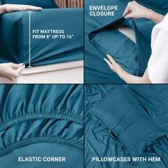 Queen Bed Sheets Set - 4 Piece Bedding - Brushed Microfiber - Shrinkage and Fade Resistant - Easy Care (Queen, Grey)