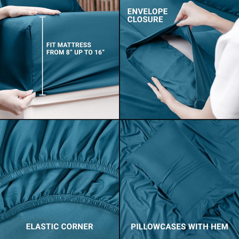 Queen Bed Sheets Set - 4 Piece Bedding - Brushed Microfiber - Shrinkage and Fade Resistant - Easy Care (Queen, Grey)