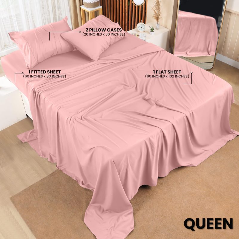 Queen Bed Sheets Set - 4 Piece Bedding - Brushed Microfiber - Shrinkage and Fade Resistant - Easy Care (Queen, Grey)