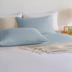 1    Baby Blue Full Size Bed Sheet Sets-Deep Pocket Fitted Sheet & Pillowcase Sets-4 Piece Soft Cooling Microfiber Bedsheets for Double Bed