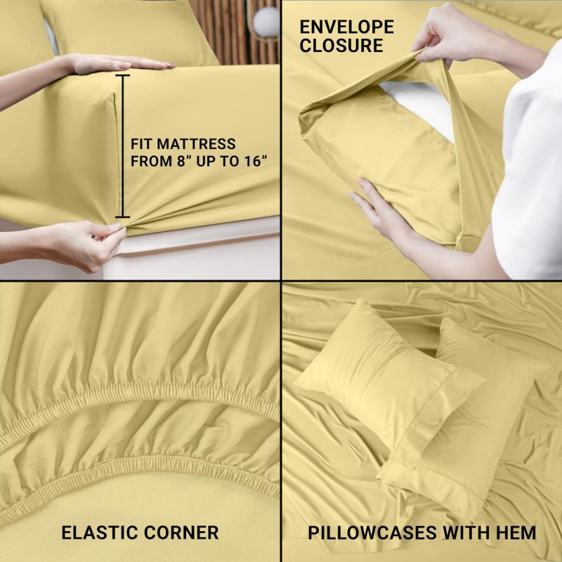 Queen Bed Sheets Set - 4 Piece Bedding - Brushed Microfiber - Shrinkage and Fade Resistant - Easy Care (Queen, Grey)
