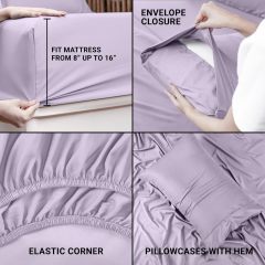 Queen Bed Sheets Set - 4 Piece Bedding - Brushed Microfiber - Shrinkage and Fade Resistant - Easy Care (Queen, Grey)