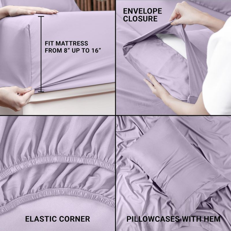 Queen Bed Sheets Set - 4 Piece Bedding - Brushed Microfiber - Shrinkage and Fade Resistant - Easy Care (Queen, Grey)