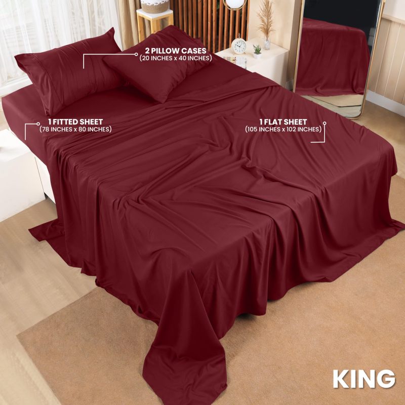Queen Bed Sheets Set - 4 Piece Bedding - Brushed Microfiber - Shrinkage and Fade Resistant - Easy Care (Queen, Grey)