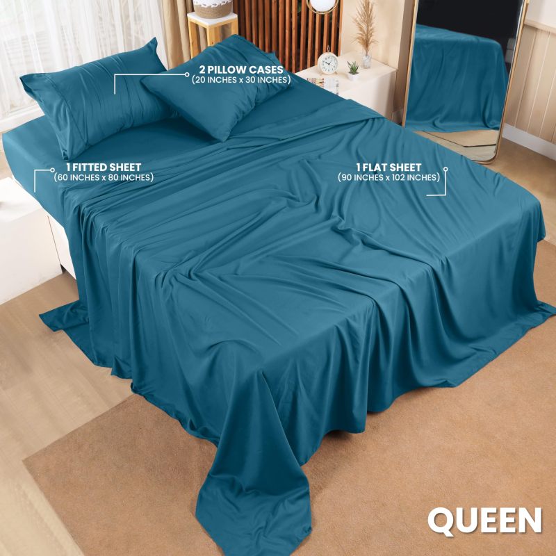 Queen Bed Sheets Set - 4 Piece Bedding - Brushed Microfiber - Shrinkage and Fade Resistant - Easy Care (Queen, Grey)