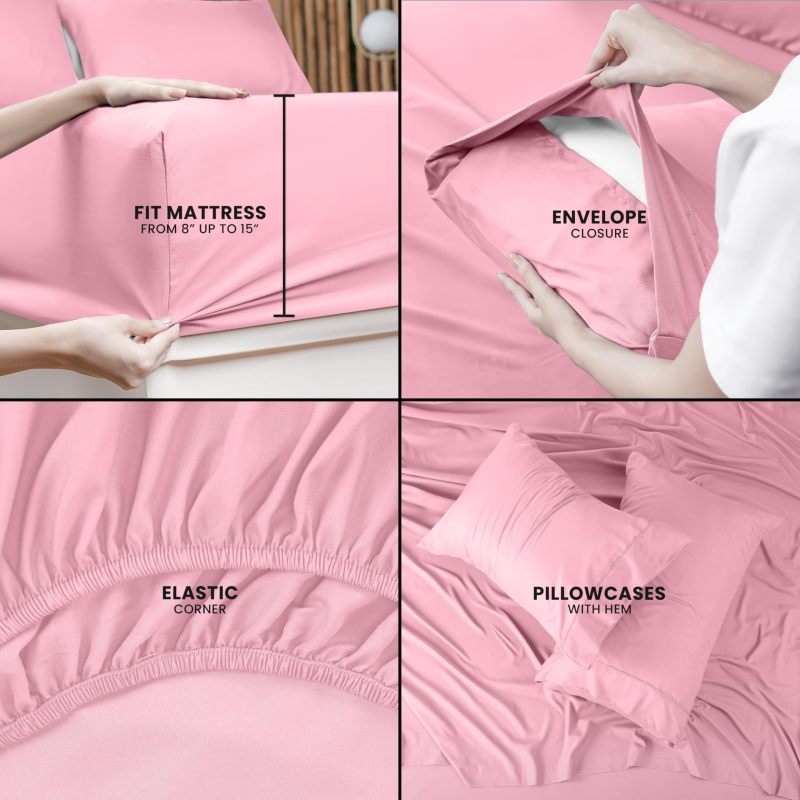 Queen Bed Sheets Set - 4 Piece Bedding - Brushed Microfiber - Shrinkage and Fade Resistant - Easy Care (Queen, Grey)