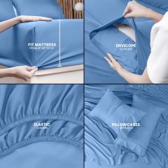 Queen Bed Sheets Set - 4 Piece Bedding - Brushed Microfiber - Shrinkage and Fade Resistant - Easy Care (Queen, Grey)