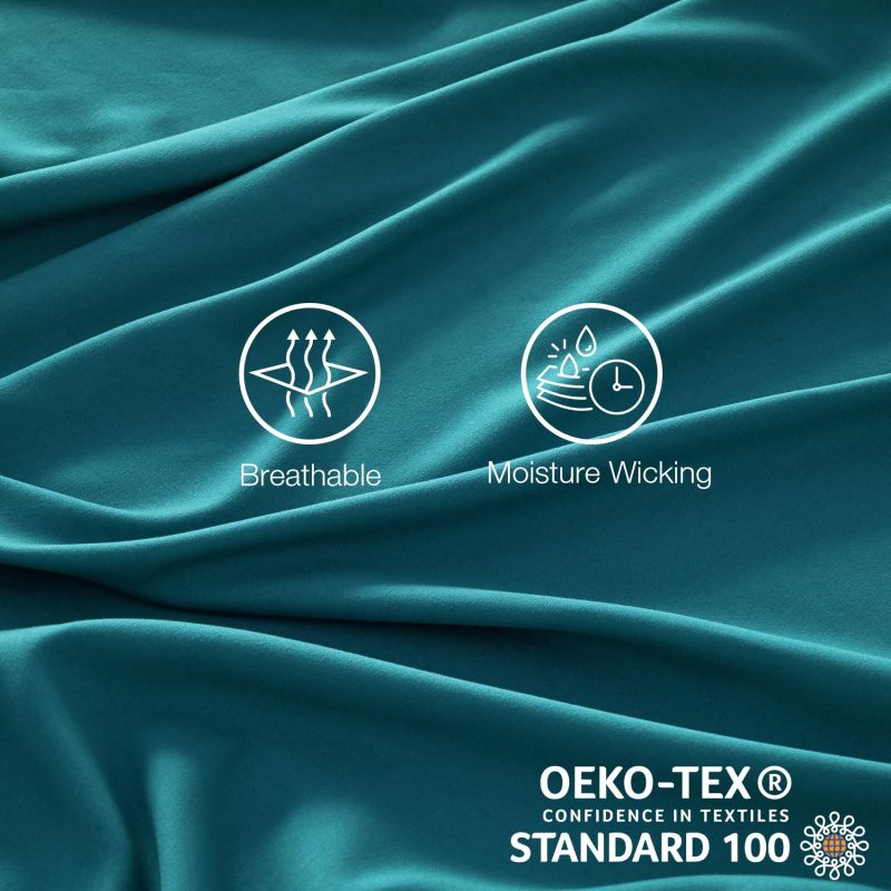 1    Baby Blue Full Size Bed Sheet Sets-Deep Pocket Fitted Sheet & Pillowcase Sets-4 Piece Soft Cooling Microfiber Bedsheets for Double Bed