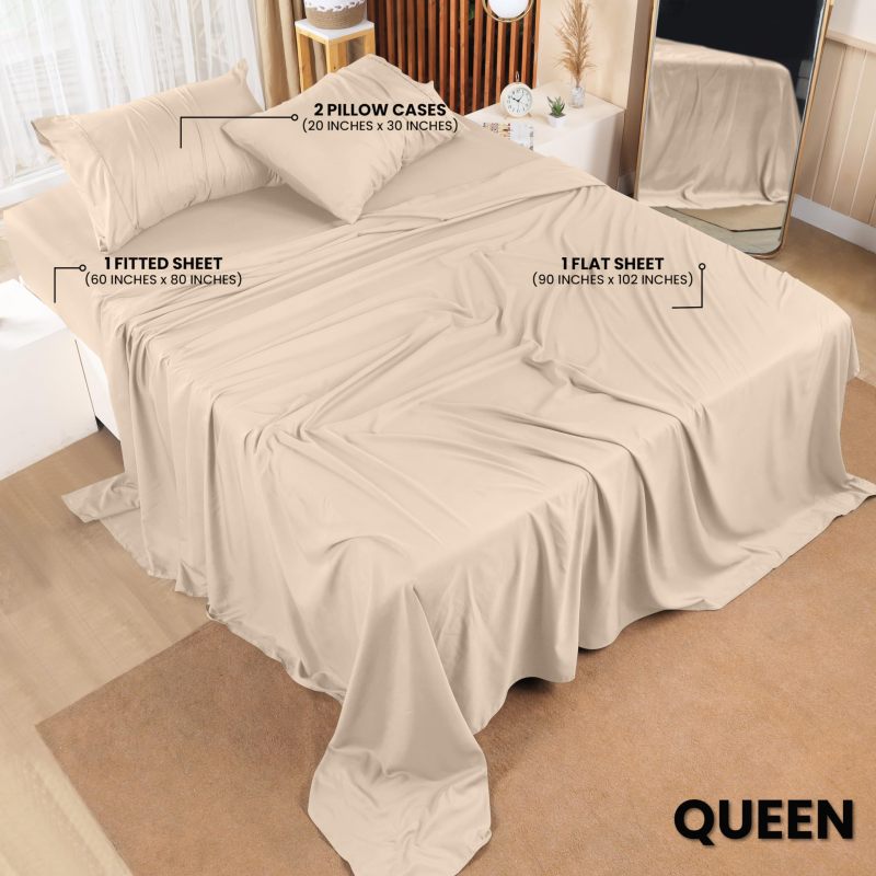 Queen Bed Sheets Set - 4 Piece Bedding - Brushed Microfiber - Shrinkage and Fade Resistant - Easy Care (Queen, Grey)