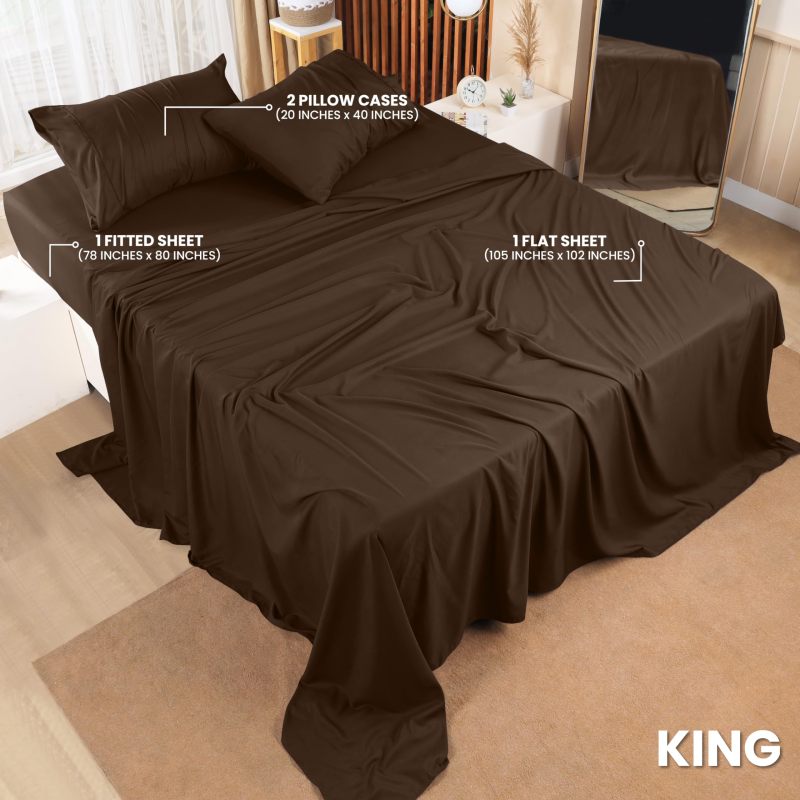 Queen Bed Sheets Set - 4 Piece Bedding - Brushed Microfiber - Shrinkage and Fade Resistant - Easy Care (Queen, Grey)