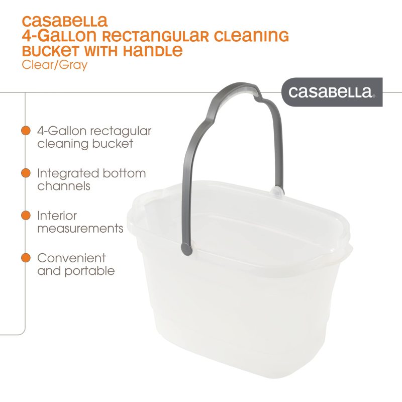 Casabella Plastic Multipurpose Cleaning Storage Caddy with Handle, 1.85 Gallon, Gray and Orange