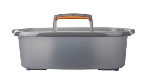 Casabella Plastic Multipurpose Cleaning Storage Caddy with Handle, 1.85 Gallon, Gray and Orange