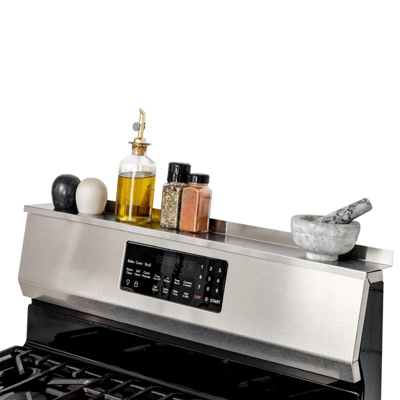 改StoveShelf 30" Length Black Magnetic Shelf for Kitchen Stove - Kitchen Storage Solution with Zero Installation - Over Stove Spice Rack Organizer