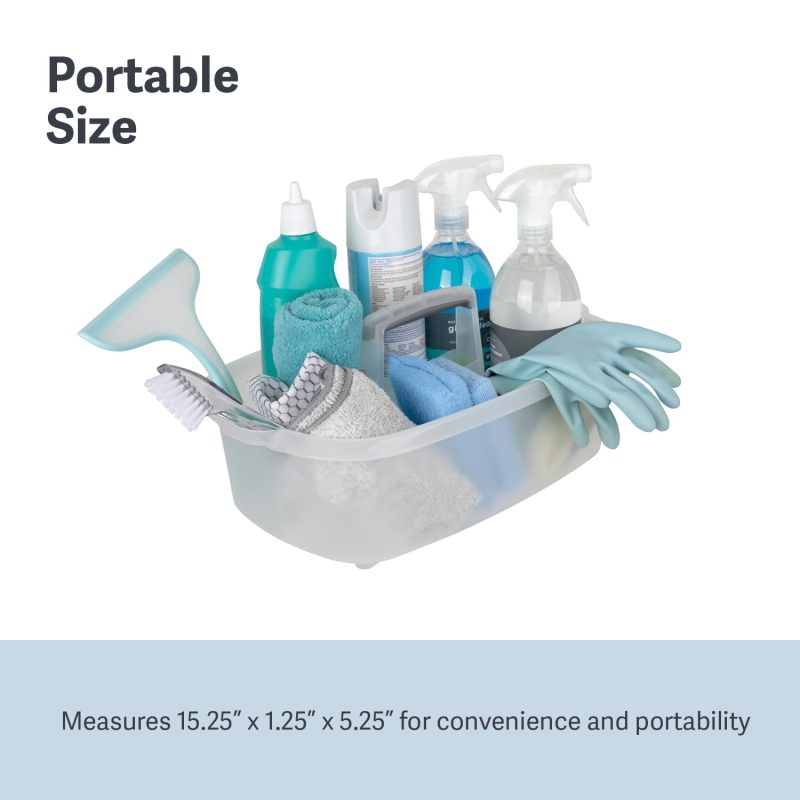 Casabella Plastic Multipurpose Cleaning Storage Caddy with Handle, 1.85 Gallon, Gray and Orange